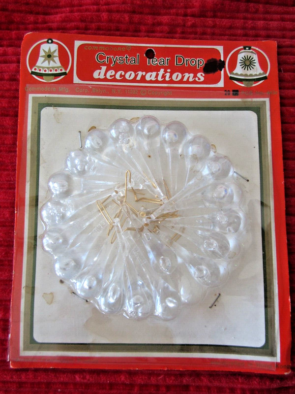 Vintage Lot of 20 CLEAR Plastic TEAR DROP Icicle CHRISTMAS TREES ORNAMENTS Decor
