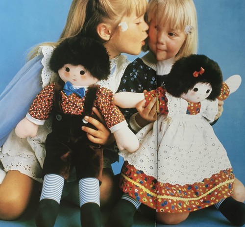 SEWING PATTERN Jean Greenhowe Twin rag dolls boy + girl toy 48cm tall doll RARE