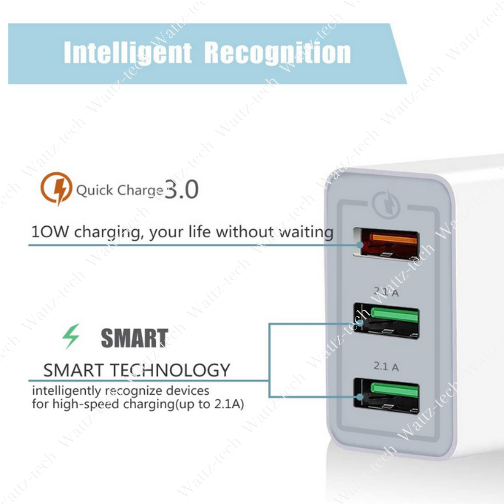 Fast USB Hub Wall Charger with Quick Charge 3.0 for iPhone