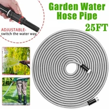 Flexible Heavy Duty 25FT 304 Stainless Steel Metal Garden Water Hose Kink Proof 