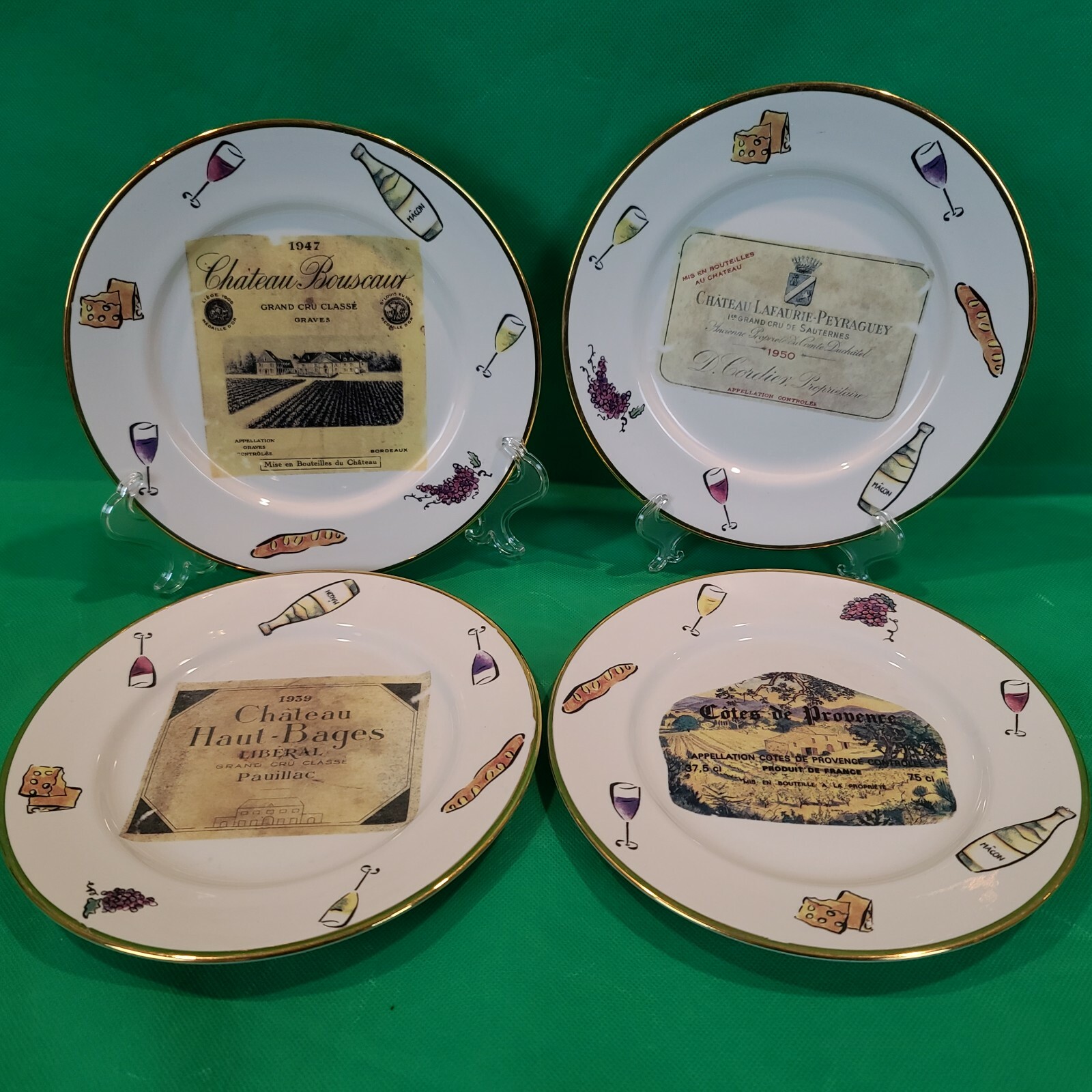 Rosanna Set Of 4 Chateau Bouscaut Label Appetizer Salad Dessert Plates
