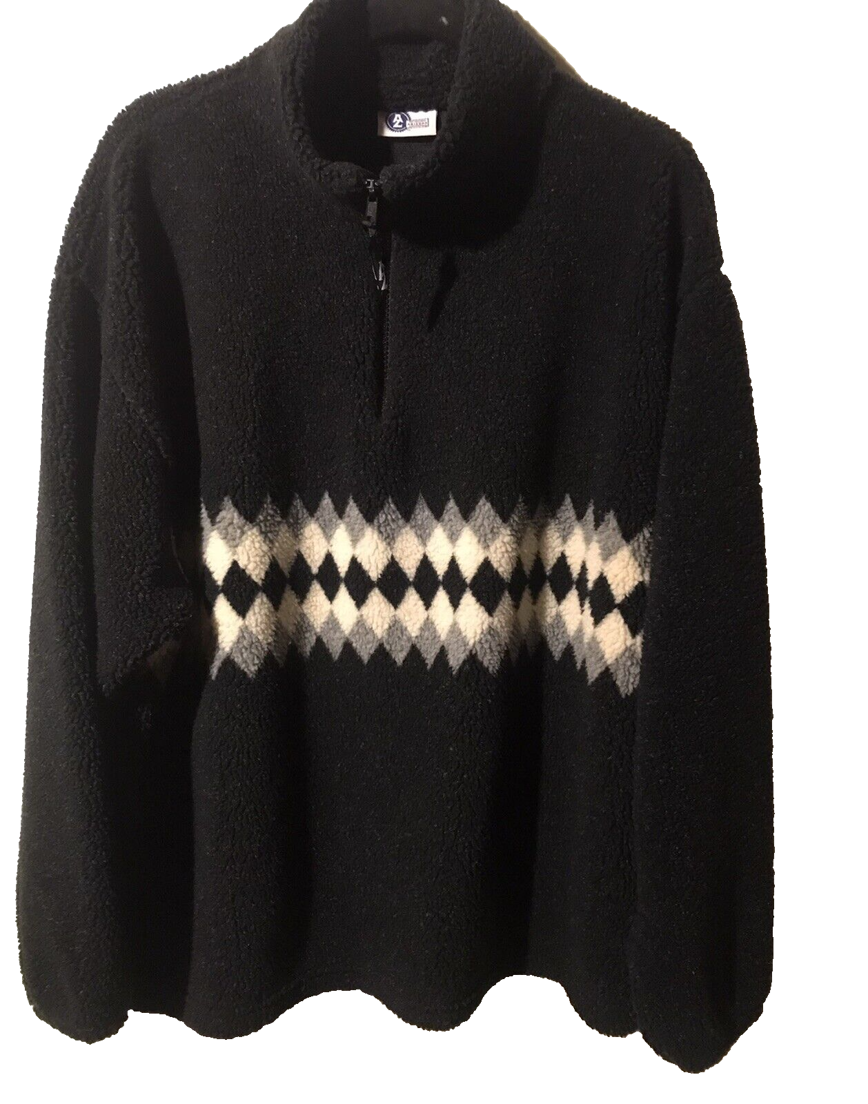 Arizona Jean Co Black Pullover 1/4 Zip Extreme Pile Fleece Jacket Mens XL U.S.A.