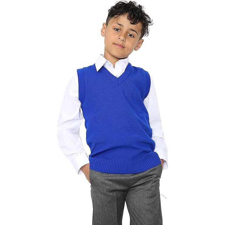 Unisex Knitted Tank Top V Neck Sleeveless Jumper School Uniform Size 3-16+ Years image 6
