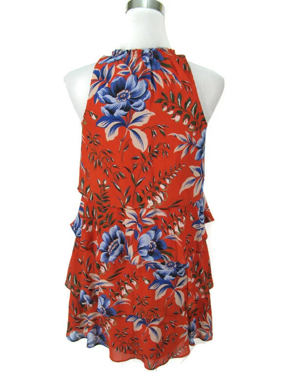 Ann Taylor LOFT Petite Dress XSP Orange u0026 Blue Floral Tiered Ruffle Keyhole  NWOT | eBay