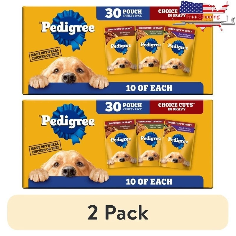 Choice Cuts In Gravy Wet Dog Food 30 Pouches Variety Pack Beef Chicken Mignon US
