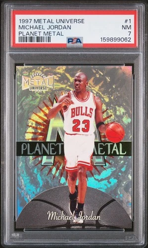 1997 FLEER METAL UNIVERSE PLANET METAL #1 MICHAEL JORDAN PSA 7