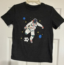Cat Jack Boy's Dark Gray Astronaut Graphic Tee Short Sleeve L 12/14 NWOT