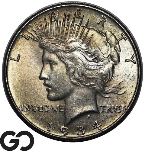1934 Peace Dollar, Album Toner, Gem BU++
