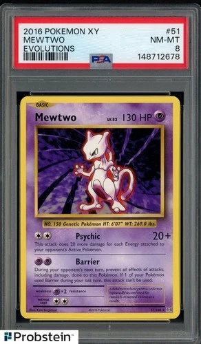 2016 Pokemon XY Evolutions #51 Mewtwo PSA 8 NM-MT