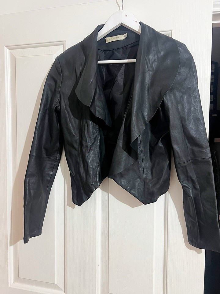 Soft 100 %leather Cropped Black Leather Jacket Sz 10