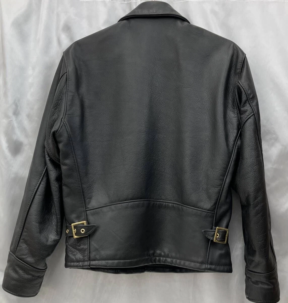 Chaqueta de Cuero SCHOTT 681 Highwayman Single Riders Hebilla de Cinturón Etiqueta Tartán 38 Hombres