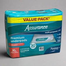 ASSURANCE 30 PACK Premium Underpads Maximum Absorbency XL White 617779