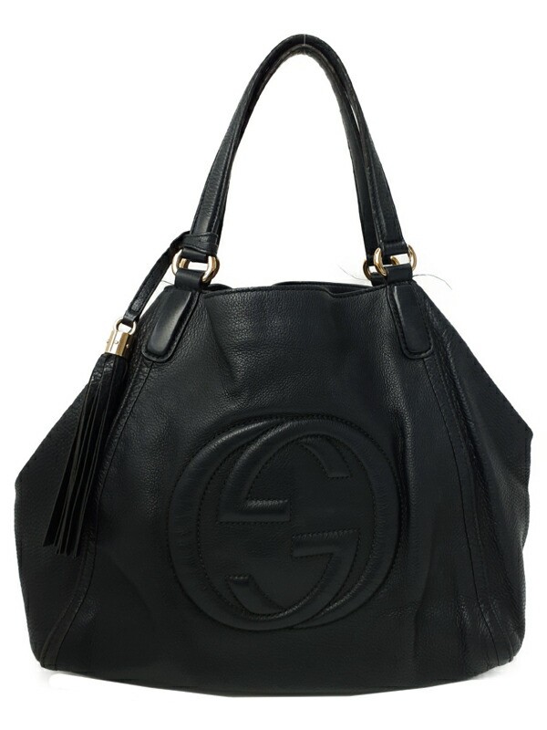 Gucci Soho Interlocking Leather Tote Bag 282309 T1634 Black