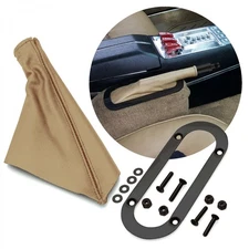 Tan Horizontal Shift or Emergency Brake Boot with Black Oval Beauty Trim Ring