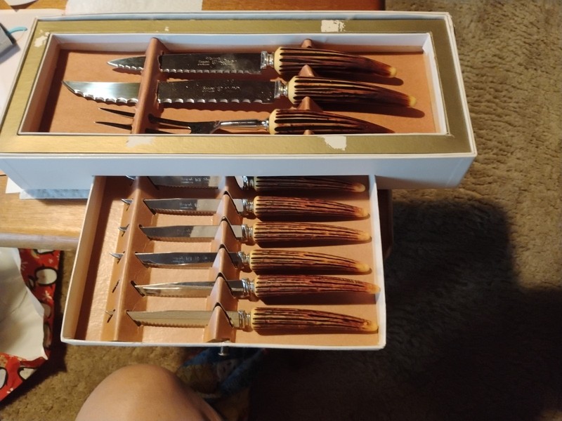 VINTAGE WAVE CREST REGENT SHEFFIELD STAINLESS CUTLERY 9 PIECE CARVING SET