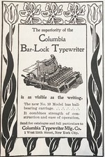 COLUMBIA BAR-LOCK TYPEWRITER No.10 Model Vtg c1900 Print Ad~Tulip Flower Border thumbnail