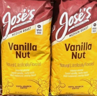 2 Packs Jose s Vanilla Nut Whole Bean Coffee 2.5  LB Each Pack
