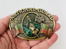 1982 Bergamot Brass Works National Guard Pewter Belt Buckle Air Force Army USA
