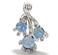 Anhänger Gold Opal 3,4c Diamanten 1,12c 1960er Jahre 750/18K 36x26mm