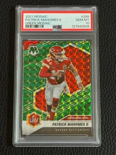 2021 Mosaic Patrick Mahomes #288 Green Mosaic PSA 10
