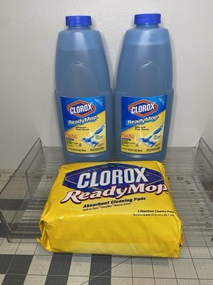 2 Clorox Ready Mop 24oz Advanced Floor Cleaner Refills + 8 Pack Cleaning Pads