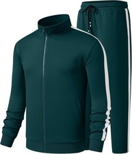 Men's 2 Piece Full Zip Athletic Track Suit Lightweight Workout Jogger Set