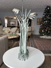 Mid Cent Modernist Bronze Verdigris Cattails and Grasses Kinetic Art Sculpture — photo 2
