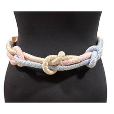 Vintage Carolyn Tanner Designs Braided Belt Pink Blue 38" long 2" wide