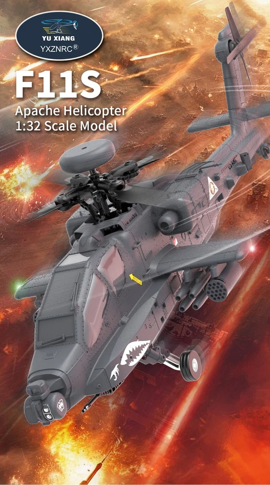 Yuxiang F11S AH64D Apache Helicopter RC Hubschrauber 6Axis 2.4G GPS Flybarless - Bild 2 von 4