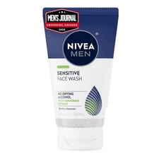 NIVEA MEN Sensitive Face Wash w/ Vitamin E & Chamomile Extract, No Alcohol, 5 Oz