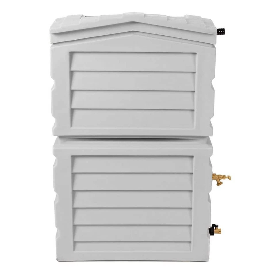 Colector de cobertizo de agua de lluvia de polietileno de 25 galones, color gris pizarra Foto 2 de 4