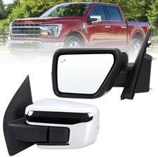 Left Driver Side Mirror Compatible With 2021-2025 Ford F150 L, Chrome-11Pins