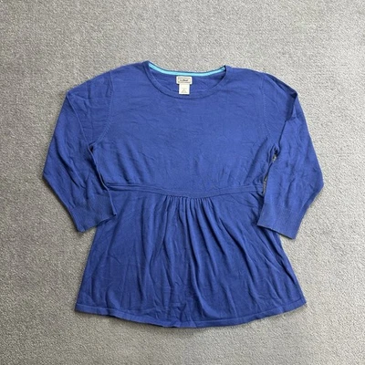 LL BEAN Damen Pullover Sweater Bluse M Retro Strickbluse Stretch 32311 Blau - Bild 1 von 4