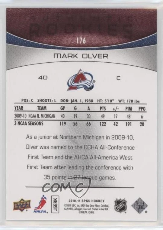 2010-11 SP Game Used Edition Silver Spectrum /10 Mark Olver #176 Rookie RC - Image 2 of 2