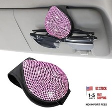 Bling Sunglass Holder for Car Sun Visor, Rhinestones Automotive Black  Pink