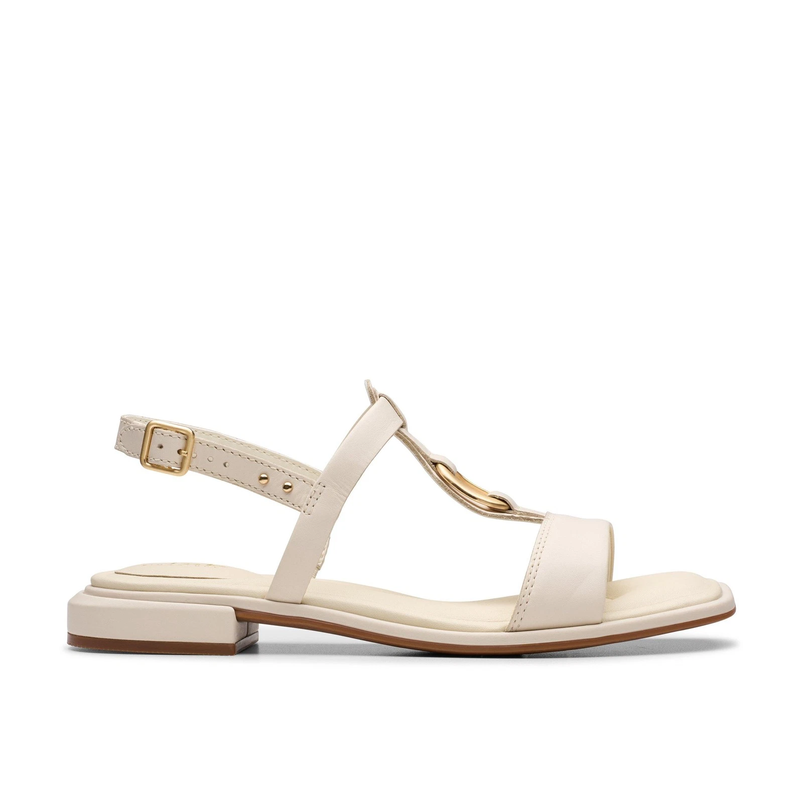 Clarks Womens Ariany Sling White Leather Casual Sandals Shoes