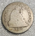 1876 Seated Liberty 90% Silver Quarter About Good
