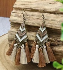 4 Bronze-tone Earring Set Bohemian Retro Dangle Hook New Free Ship 7028