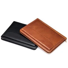 Men's Leather A4 Document Organizer Portfolio Case Business Folder