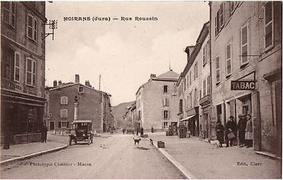 CPA 39 - MOIRANS (Jura) - Rue Roussin (kleine Animation, Auto, Tabak)
