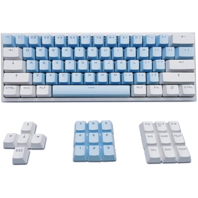Double Shot PBT Keycaps Set Blue White OEM 104keys for Cherry MX Switch Keyboard