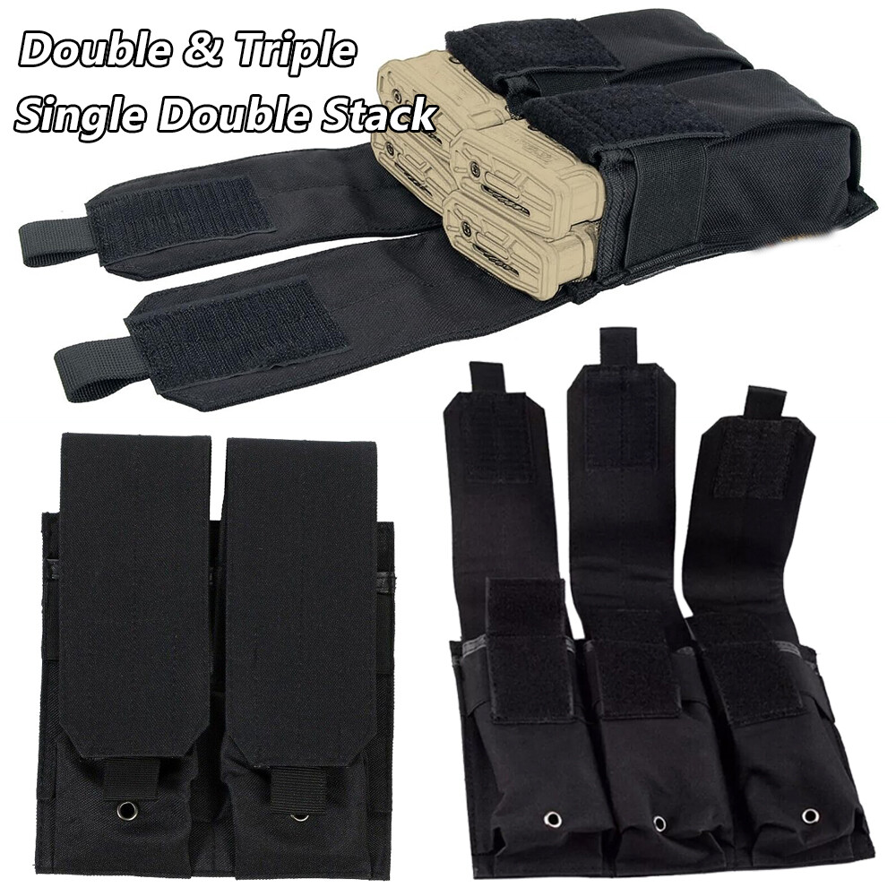 Tactical MOLLE Pistol Magazine Pouch Holds 2-3 Handgun Mags  -image