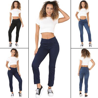 Enzo elastische Damenjeans breitere Taille Denim mittlere Oberhose Größe 10-24