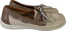 Clarks Artisan Women  s Ivory/Gray Leather Slip On Boat Shoes - 7