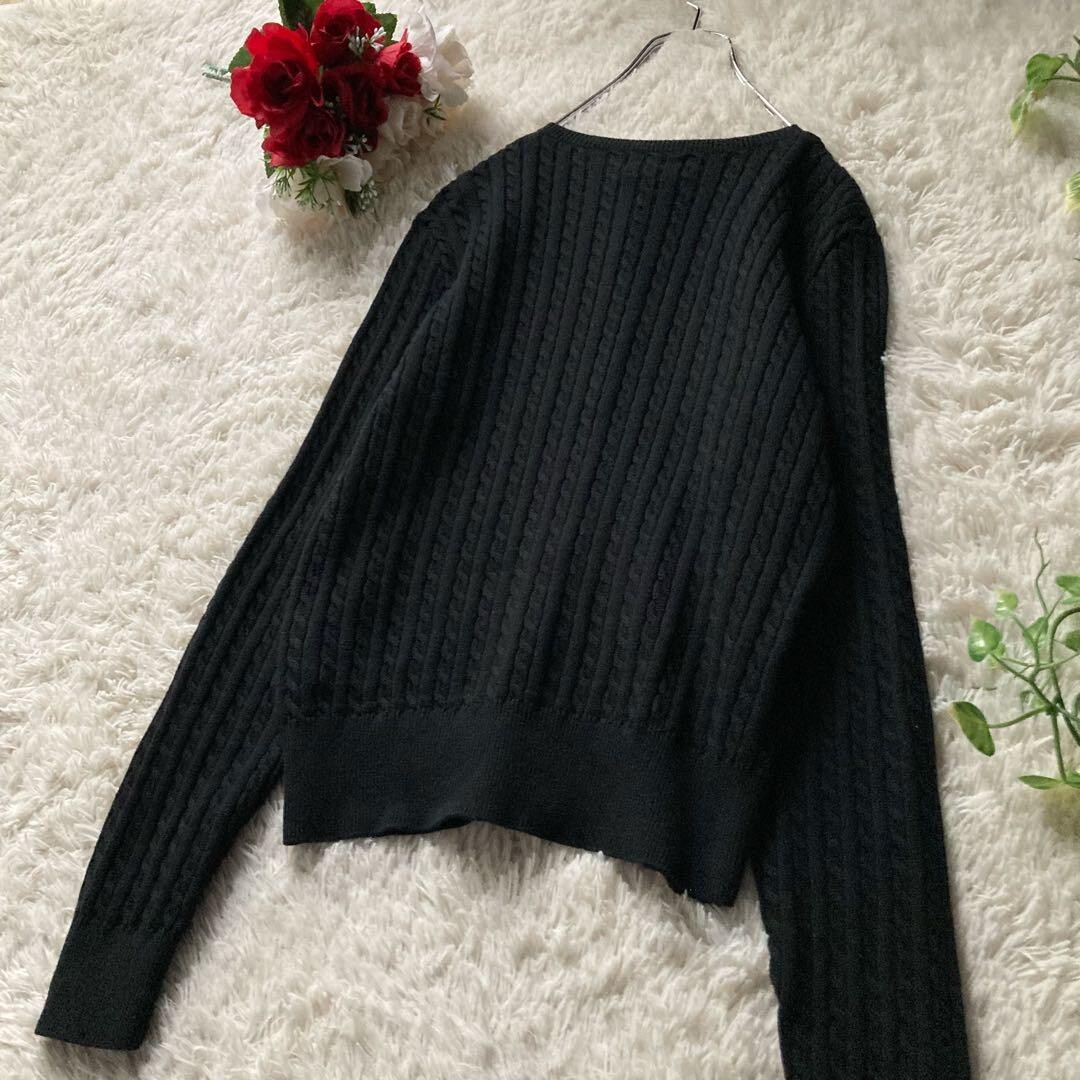 ポロラルフローレン　ケーブルカーディガン　ポニー刺繍　ガールズXL　黒　韓国 ポロラルフローレンケーブルカーディガンポニー刺繍ガールズXL黒韓国