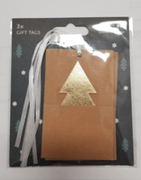 * Weihnachts - GeschenkanhäNger Rund 3Er Set Je 9,5X6 Cm Braun Goldene Tanne