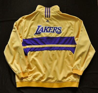 Los Angeles Lakers Adidas Jacket Warmup Climalite Purple Yellow