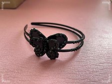 Elegant Black Butterfly Rhinestone Headband