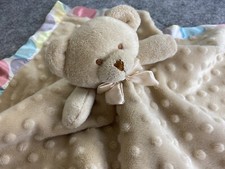 Blankets  Beyond Bear Lovey Security Blanket Tan Beige Minky Satin Polka Dot