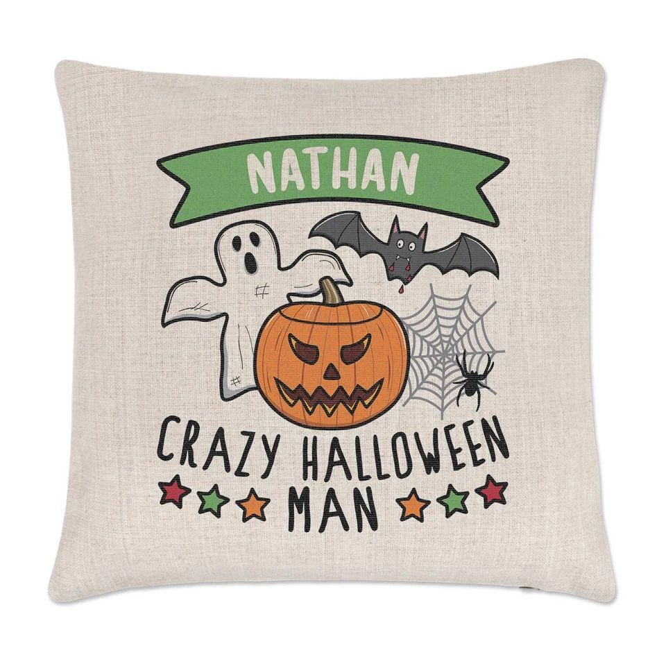 Personnalisé Fou Halloween Homme Coussin Housse Oreiller Spooky Papa Oncle Papy - Photo 1/1